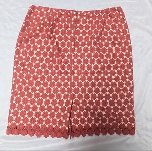 Talbots Salmon Pink Daisy Floral Crochet Overlay Skirt Spring Easter Church